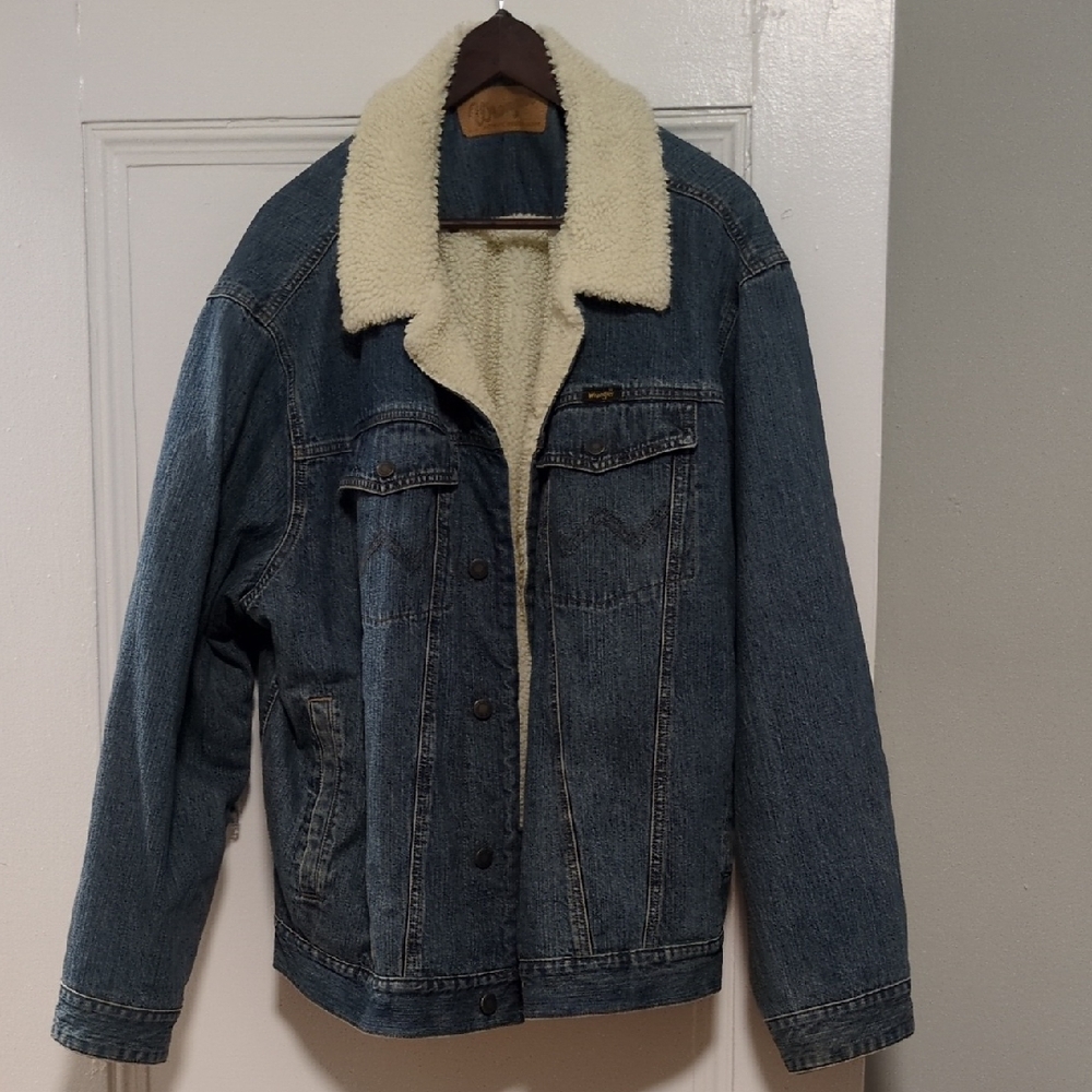 Wrangler Blue Denim Sherpa-Lined Jean Jacket
